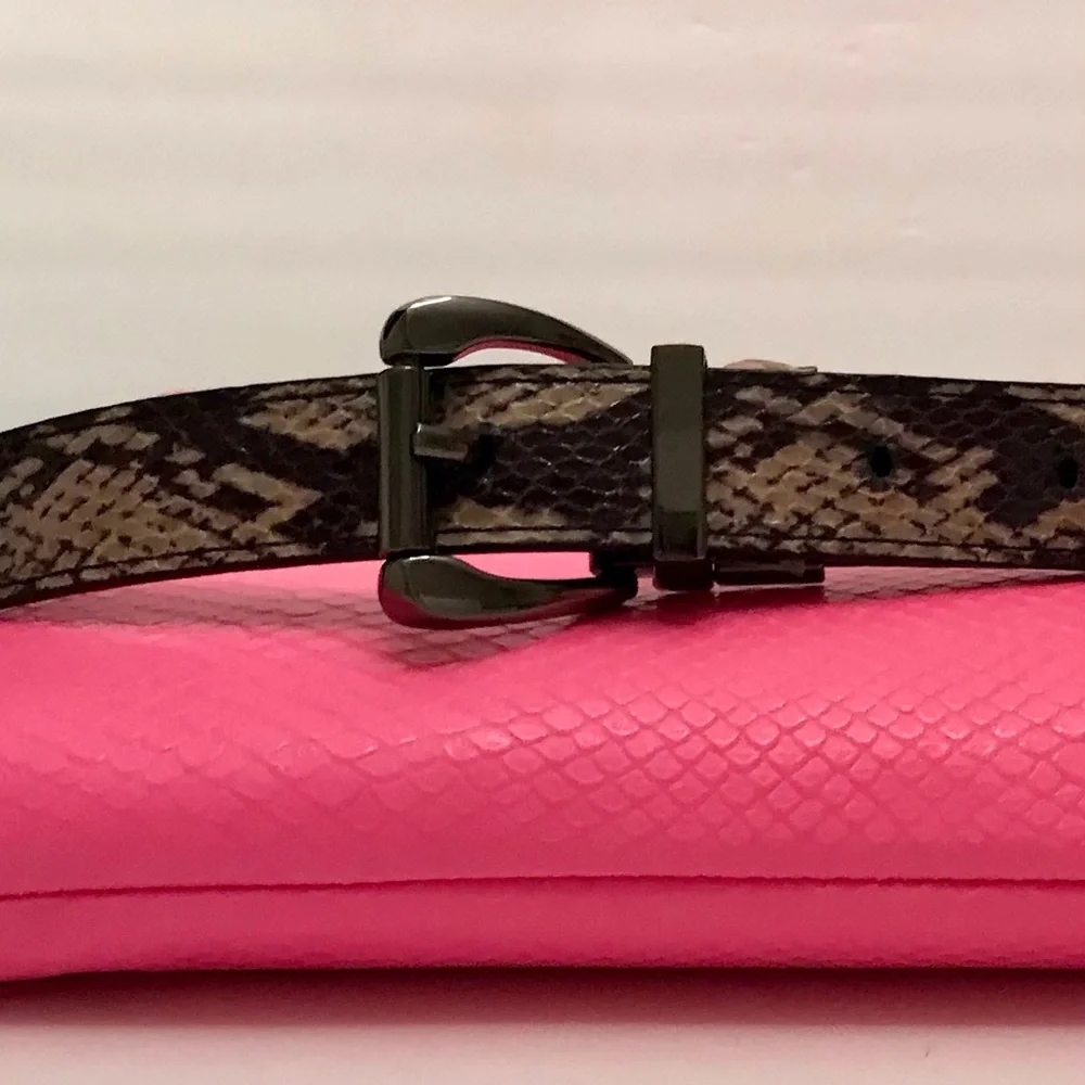 Nine West Python Embossed Metallic Leather Statement Belt - Picture 5 of 6